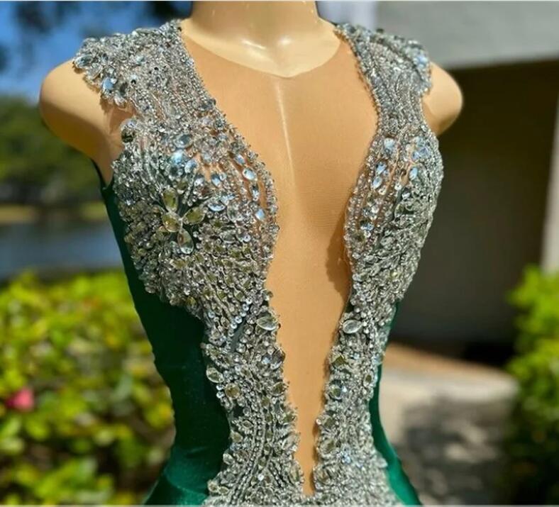 Orange Red Mermaid Long Prom Dresses For Black Girls Beaded Crystals Rhie Deep V Neck Evening Dress Formal Open Back Sleeveless Party Gowns Bc15130 02