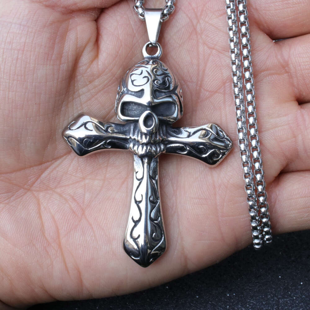 Wolf Tide Angel Wings Cross Pendant Necklace With Titanium Stainless Steel Chain Personalized Collar Bijoux Rock Gothic Hip Hop Jewelry Accessories Wh