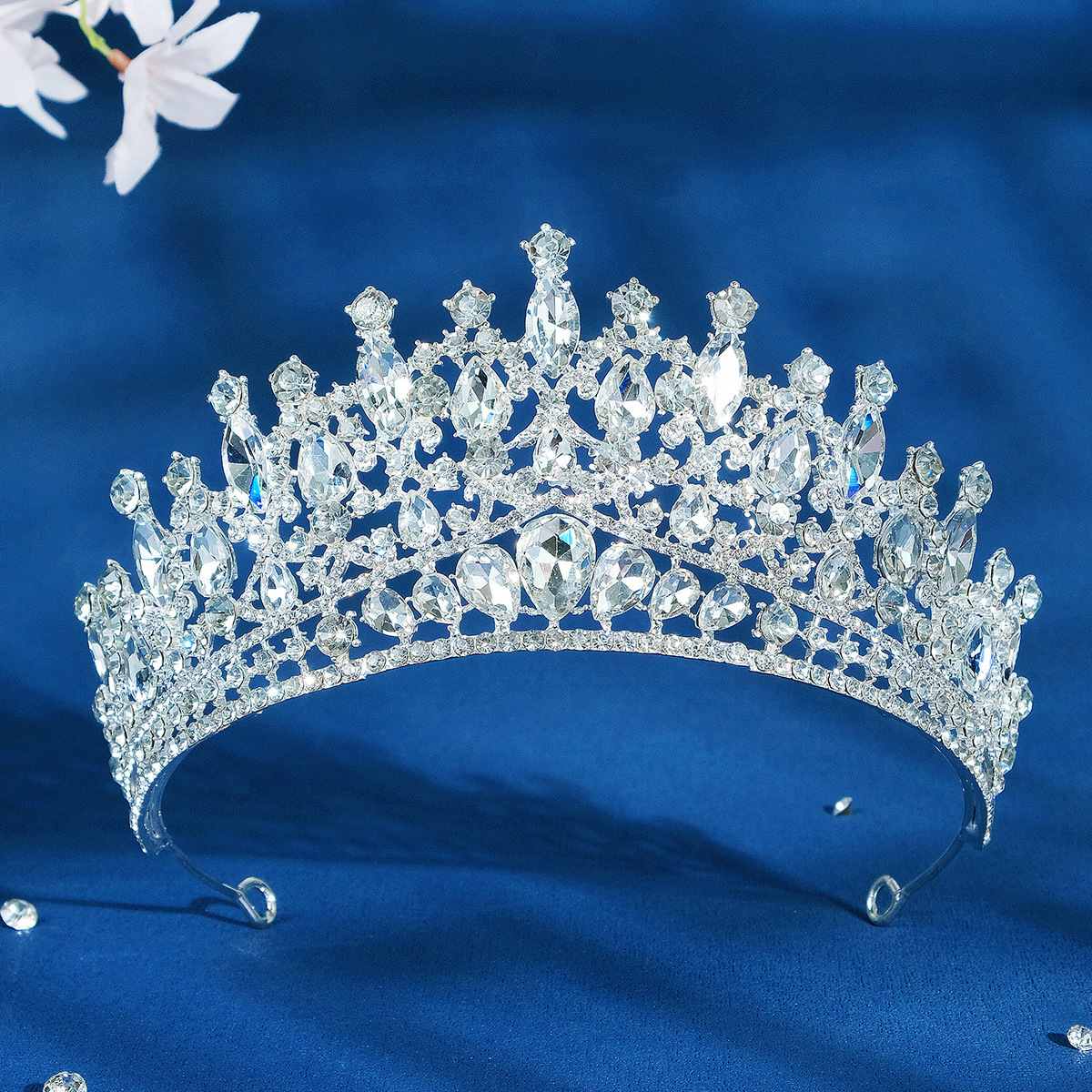 Luxury Diamond Inlaid Ruby Crown Crystals Bridal Crowns Headpieces Sparkle Beaded Tiaras For Women Party Ceremony Wedding Brides Hair Accessories