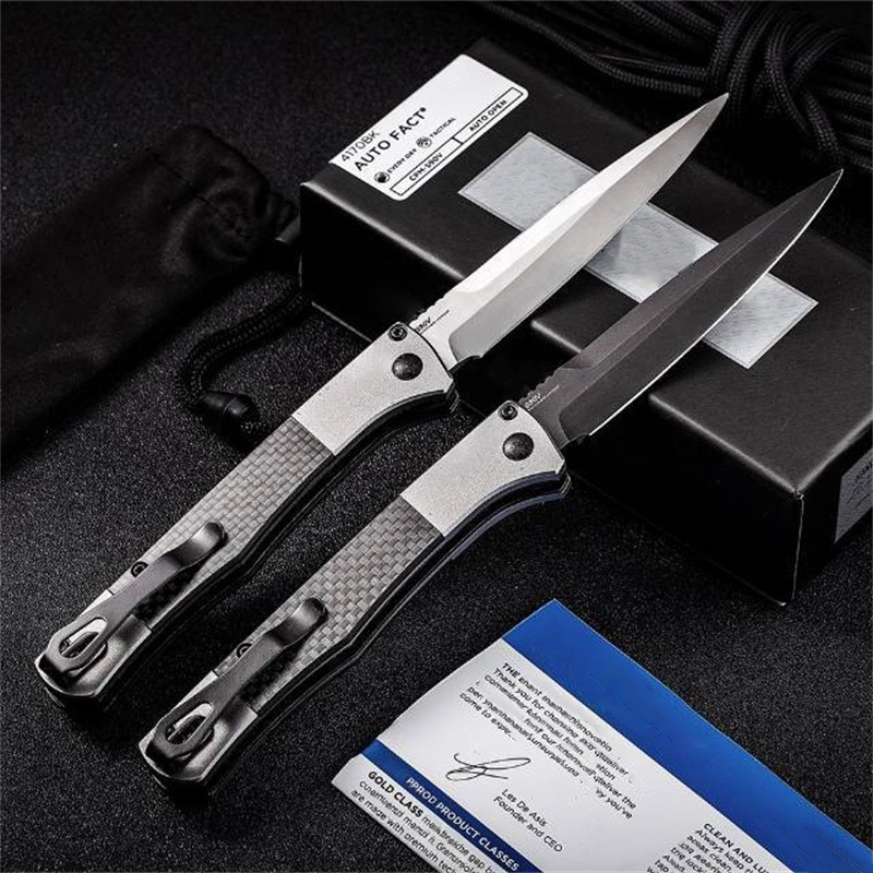 Higher Quality BM 4170BK Fact Assisted Folding S90V DLC Spear Point Blade Aluminum Handles with Carbon Fiber Inlays Portable Outdoor Hunting Pocket Kn