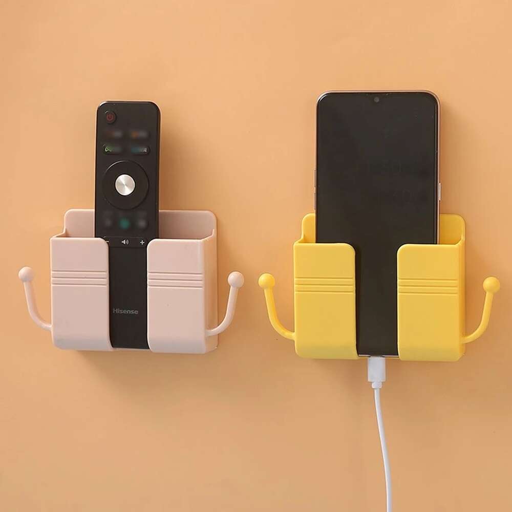 Communications Phone Wall Holder Mobile Charging Stand Hanging Bracket Mounted Organizer Remote Control Storage Case