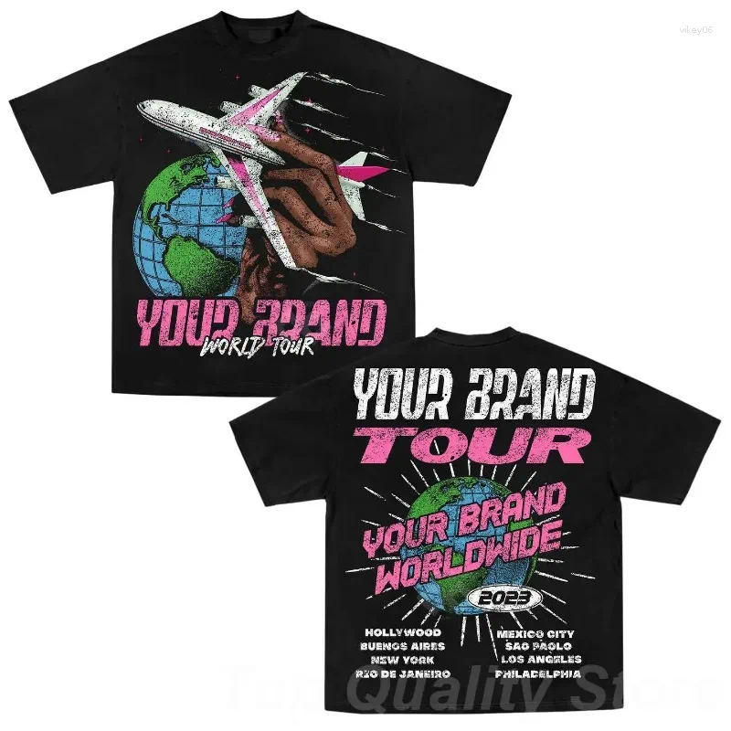 Men's T Shirts American Print Vintage Y2k Tops Oversized T-shirt Couples Goth Women Clothes Harajuku Gothic Graphic Cotton Material