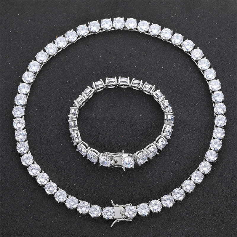 Iced Out Tennis Necklace 8mm Copper Microinset Zircon Single Row Cuban Chain Necklaces For Men Women Hipster Tennis Jewelry
