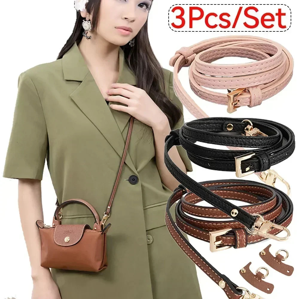 3Pcs Bag Transformation Accessories for Longchamp Mini Straps Punchfree Genuine Leather Shoulder Strap Crossbody Conversion 240223