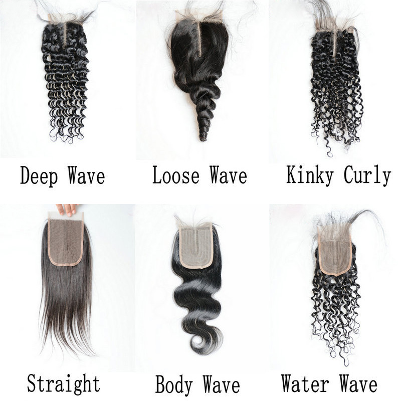 T Part 4X4 Lace Closure With 3 Bundles Peruvian Brazilian 100% Human Hair Wefts With 4X1 Closure Middle Part Straight