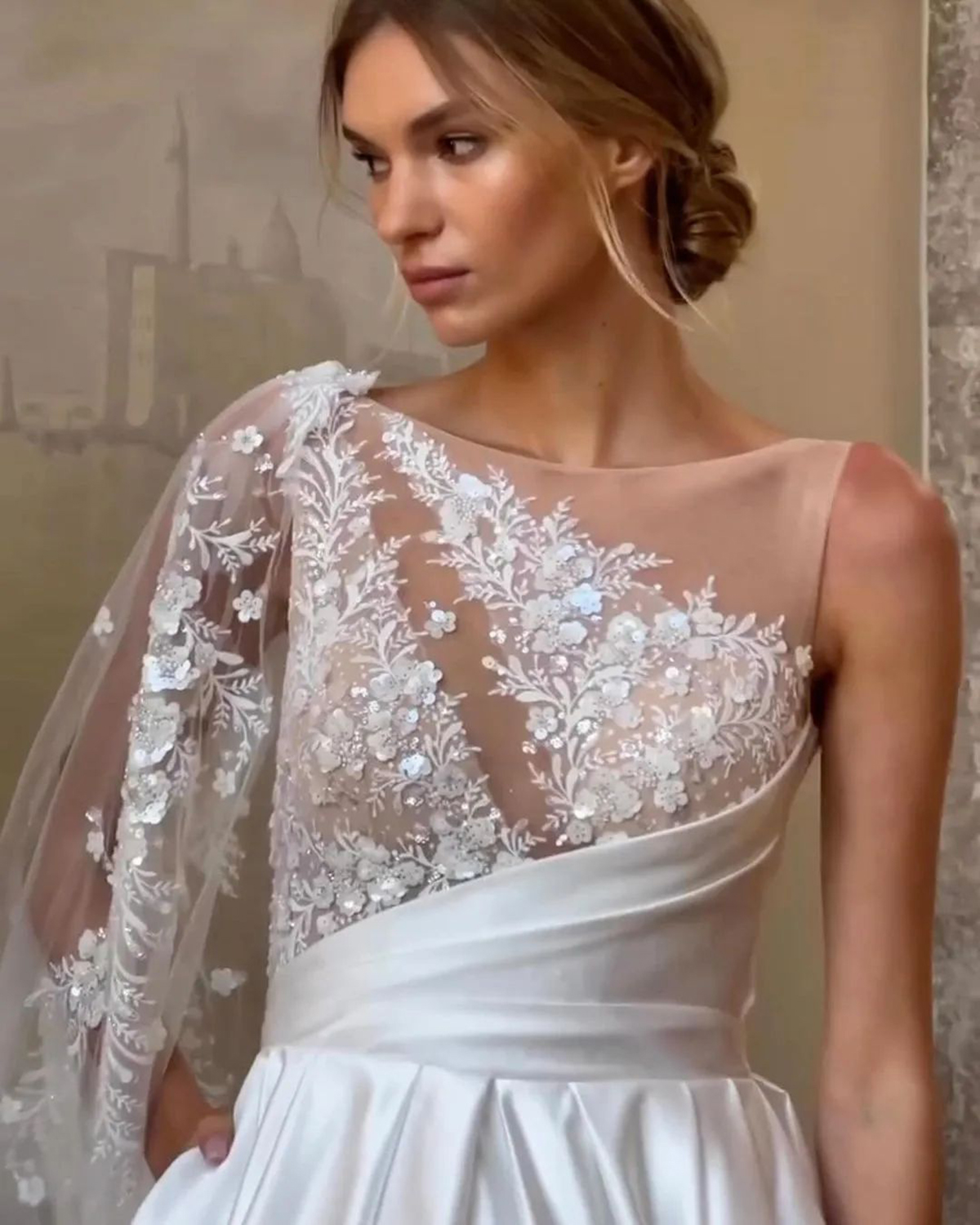 Classic A e Women Wedding Jewel Neck Sleeveless Bridal Gowns Appliques Sweep Train Dress Custom Made vestidos de novia