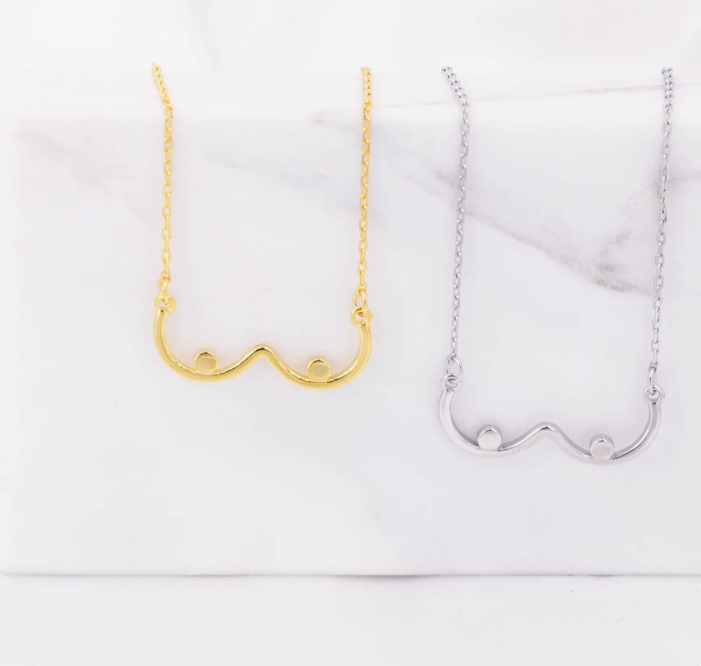 10PCS Female Sexy Breast Lactation Chain Necklace Feminist Artistic Body Chest Stainless Steel Sea Wave Shape Pendant Charm Chain Choker for Women Gir