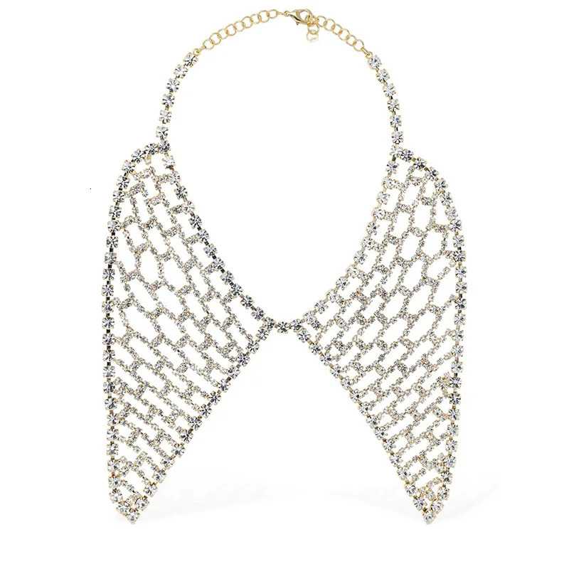 Novelly Rhinestone Hollow Mesh Bow Tie Collar Body Necklace Wedding Jewelry for Women Crystal Geometric Necktie Necklace Collar 240223