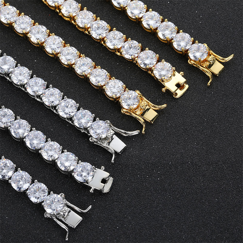 Iced Out Tennis Necklace 8mm Copper Microinset Zircon Single Row Cuban Chain Necklaces For Men Women Hipster Tennis Jewelry