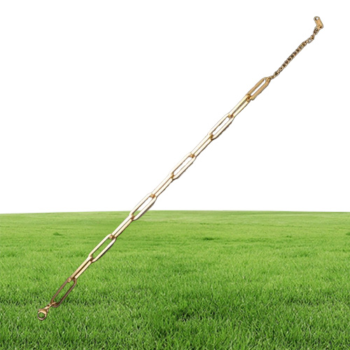 Link Chain ZMFashion Paperclip Cuban Bracelet For Women Men Stainless Steel Rectangle Link Bracelets Anklet Jewelry Whole Gif