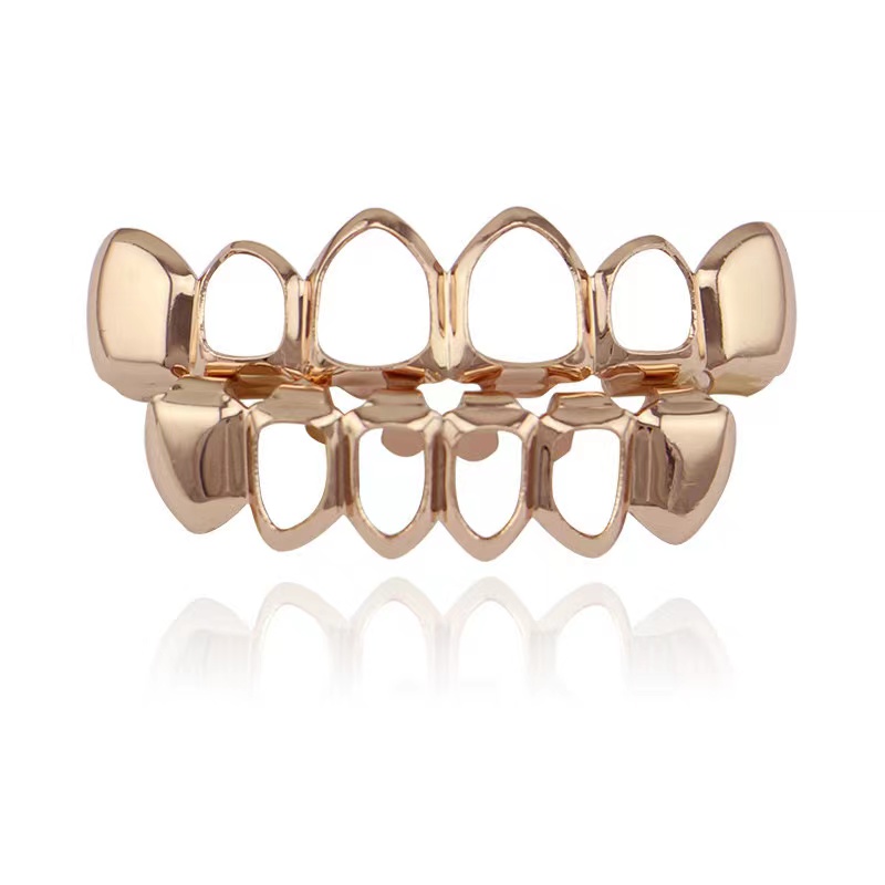 Moissanite 18K Gold Plated Hip Hop Grillz Top And Bottom Grills For Mouth Teeth 2 EXTRA Molding Bars Every Style