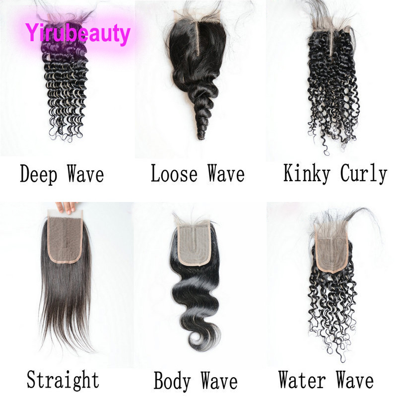 Brazilian Human Hair T Part 4X4 Lace Closure Loose Wave Straight Body Wave Peruvian Indian Virgin Hair Top Closures Natural Color 12-24inch