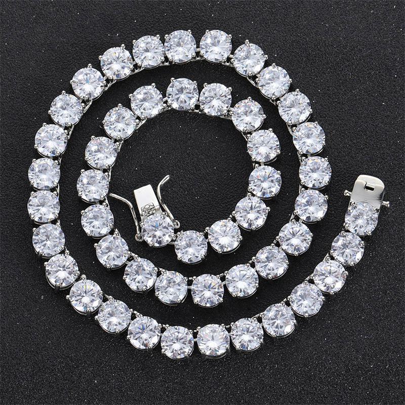 Iced Out Tennis Necklace 8mm Copper Microinset Zircon Single Row Cuban Chain Necklaces For Men Women Hipster Tennis Jewelry