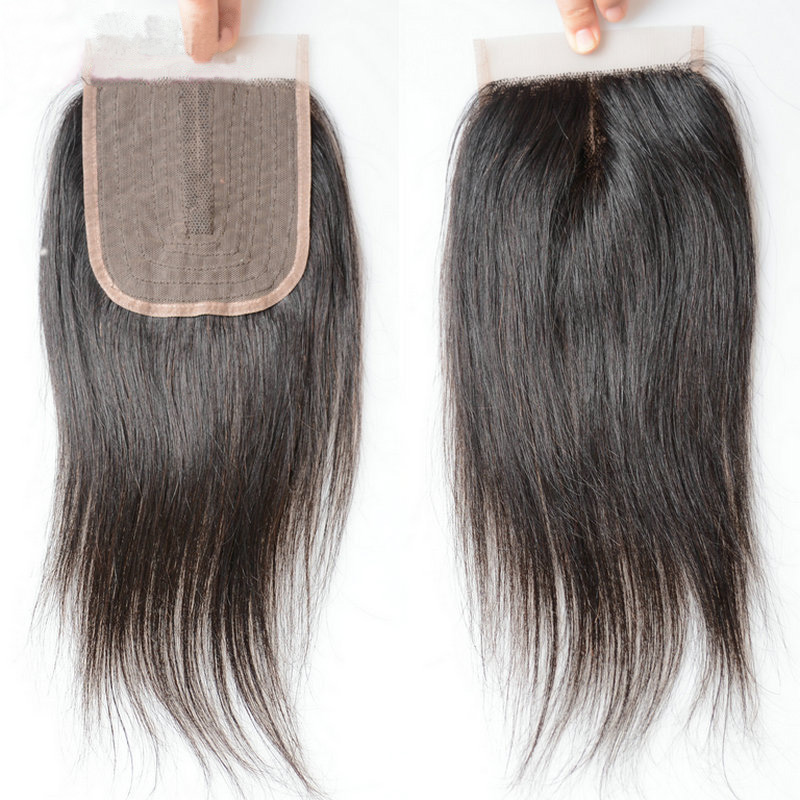 Brazilian Human Hair T Part 4X4 Lace Closure Loose Wave Straight Body Wave Peruvian Indian Virgin Hair Top Closures Natural Color 12-24inch