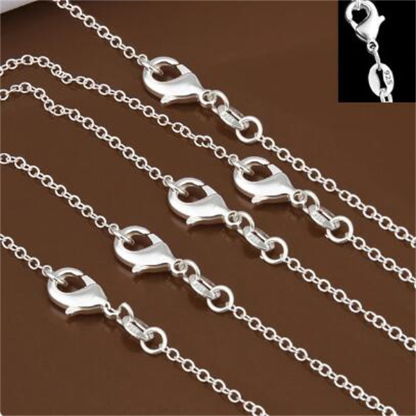 925 Sterling Silver Chain necklace,Fashion Men/Women DIY Jewelry Rolo Chain 1mm Necklace 16 18 20 22 24 inch