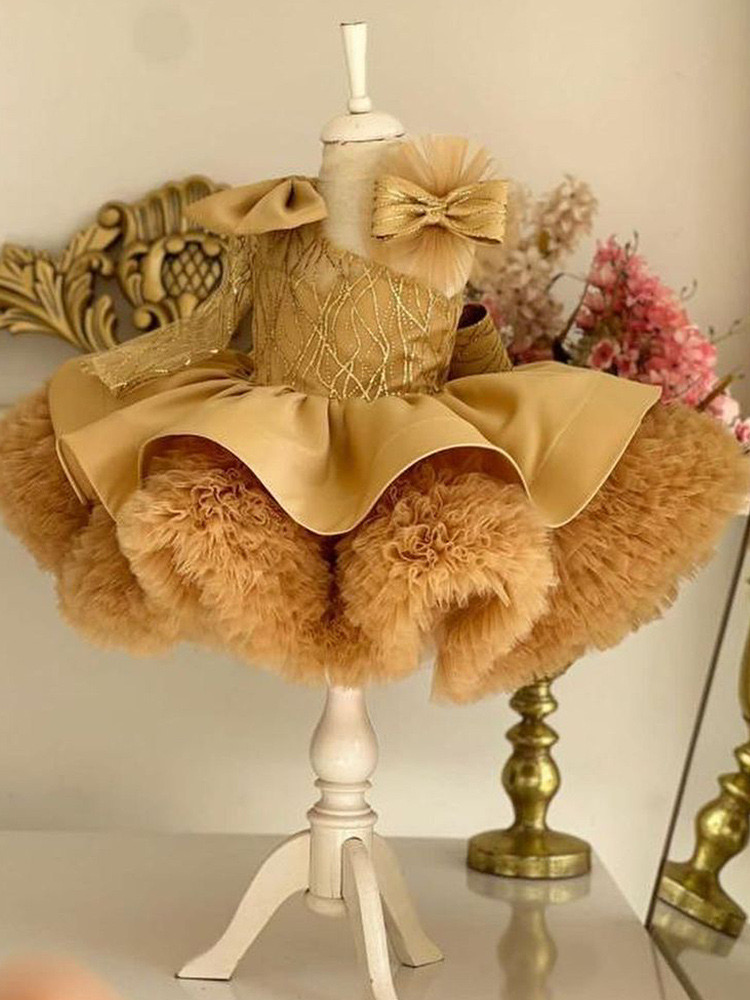 2024 Princess tutu Flower Dresses Vintage Long Sleeve Sheer Crew Neck Appliques Ruched Tulle Cute Girl Formal Party Gowns Pageant birthday party prom 