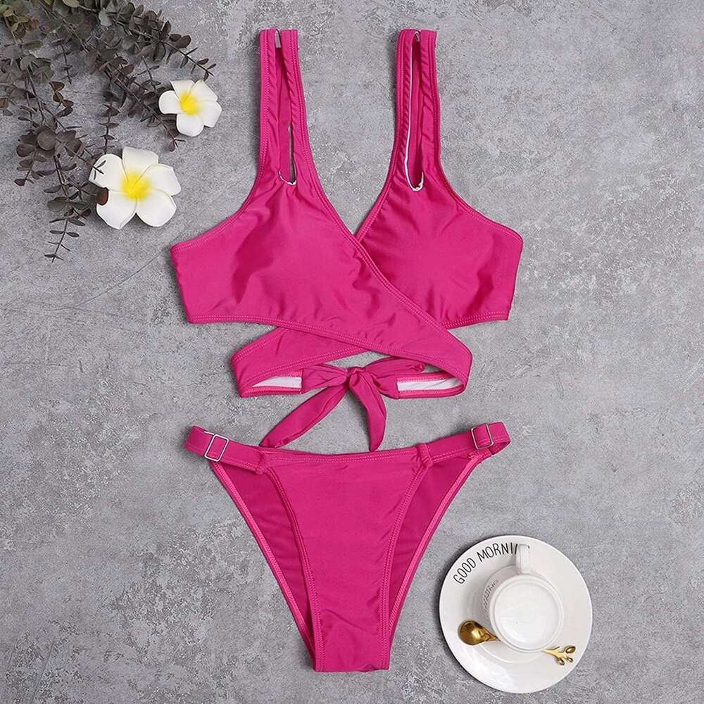2024 New Split Sexy Women's Outdoor Beach Swimsuit Two-piece Bikini Set