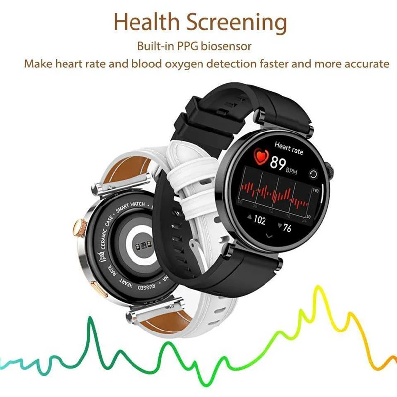 GT4 Mini Smart Watch Men Women Watch 10 1.3 inch HD AMOLED Full Touch Call Heart Rate Fitness Tracker Sport Clock Leather Strap Bracelet Wristwatch Sm
