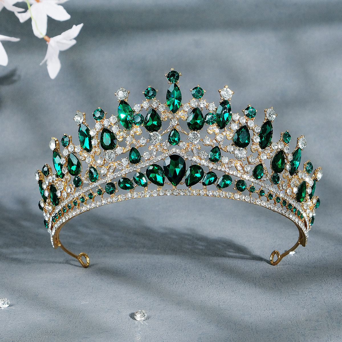 Luxury Diamond Inlaid Ruby Crown Crystals Bridal Crowns Headpieces Sparkle Beaded Tiaras For Women Party Ceremony Wedding Brides Hair Accessories