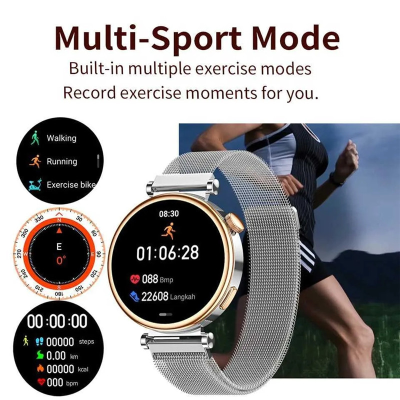 GT4 Mini Smart Watch Men Women Watch 10 1.3 inch HD AMOLED Full Touch Call Heart Rate Fitness Tracker Sport Clock Leather Strap Bracelet Wristwatch Sm