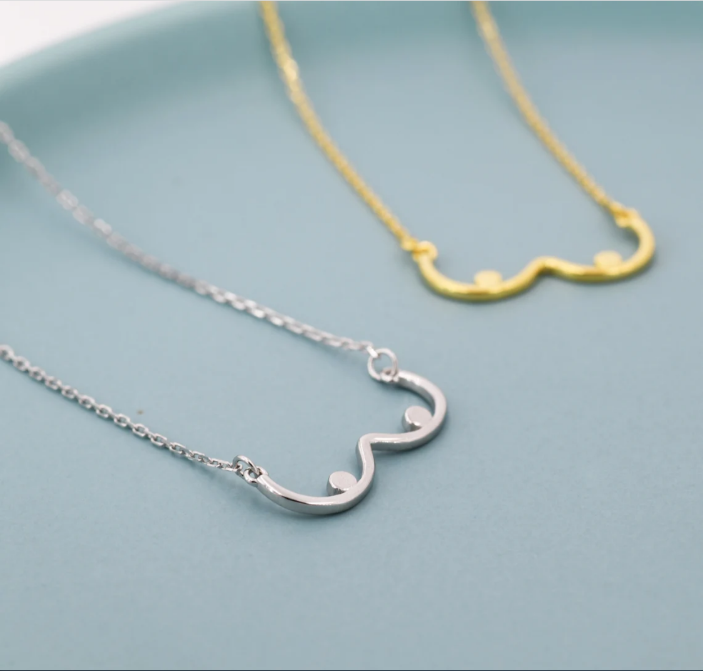 10PCS Female Sexy Breast Lactation Chain Necklace Feminist Artistic Body Chest Stainless Steel Sea Wave Shape Pendant Charm Chain Choker for Women Gir
