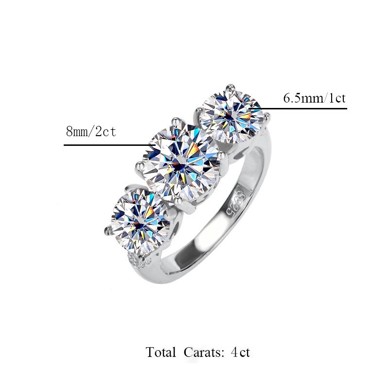 Ring Designer Rings for Women Sterling Sier 3CT 4CT Vvs Moissanite Pass Diamond Tester Love Ring Daughter Nail Ring Girl Gift with Box