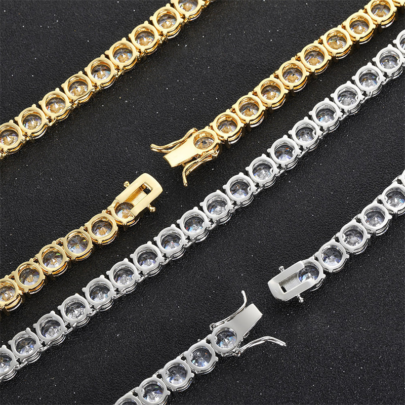 Iced Out Tennis Necklace 8mm Copper Microinset Zircon Single Row Cuban Chain Necklaces For Men Women Hipster Tennis Jewelry