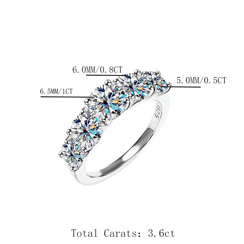 Ring Designer Rings for Women Sterling Sier 3CT 4CT Vvs Moissanite Pass Diamond Tester Love Ring Daughter Nail Ring Girl Gift with Box