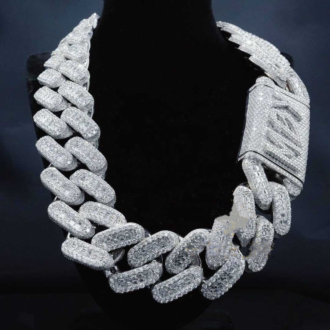 Noble and grand pendant cuban k moissanite chain Necklaces Iced Out Pass Dia Tester Sterg Sier Necklace Vvs Moissanite necklace chains for men