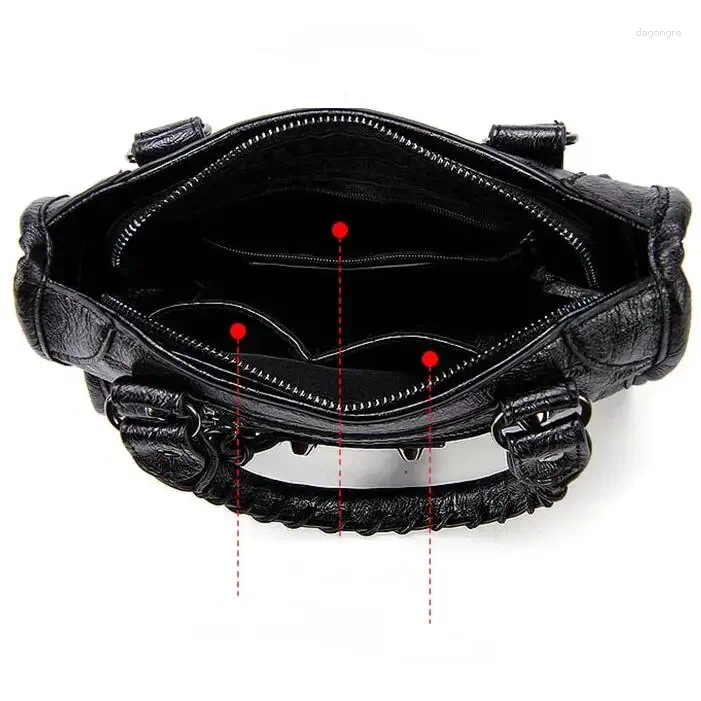 Evening Bags Leather Soft Black 2024 Small Arrival Shoulder Tote Women Mini Motorcycle For Pu Girls Crossbody Brand HandBags 8844 4