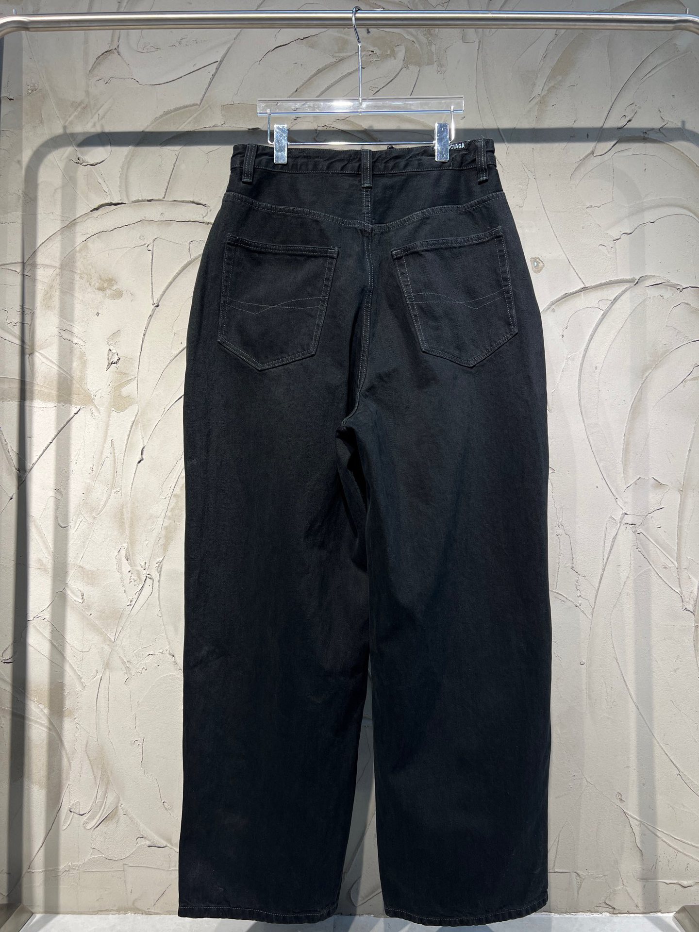 Bale Slight Wrinkling Soft Black Denim Fabric Pants Workwear Pants Casual Loose Fit Pants Men Causal Jeans