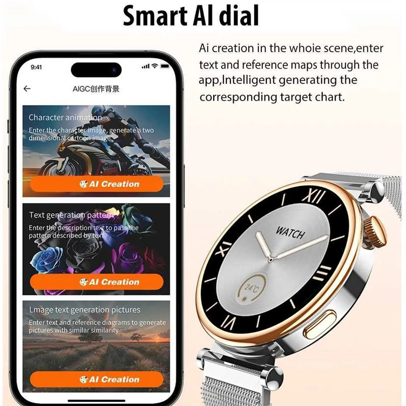 GT4 Mini Smart Watch Men Women Watch 10 1.3 inch HD AMOLED Full Touch Call Heart Rate Fitness Tracker Sport Clock Leather Strap Bracelet Wristwatch Sm