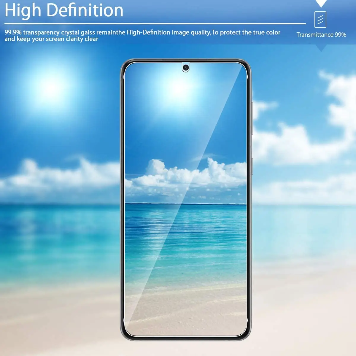 3Pack HD Tempered Glass Fingerprint Unlock Film For Samsung Galaxy S25 S24 Ultra S23 S22 S21 Plus Note20 Screen Protector 0.18MM White Edge Full Glue 