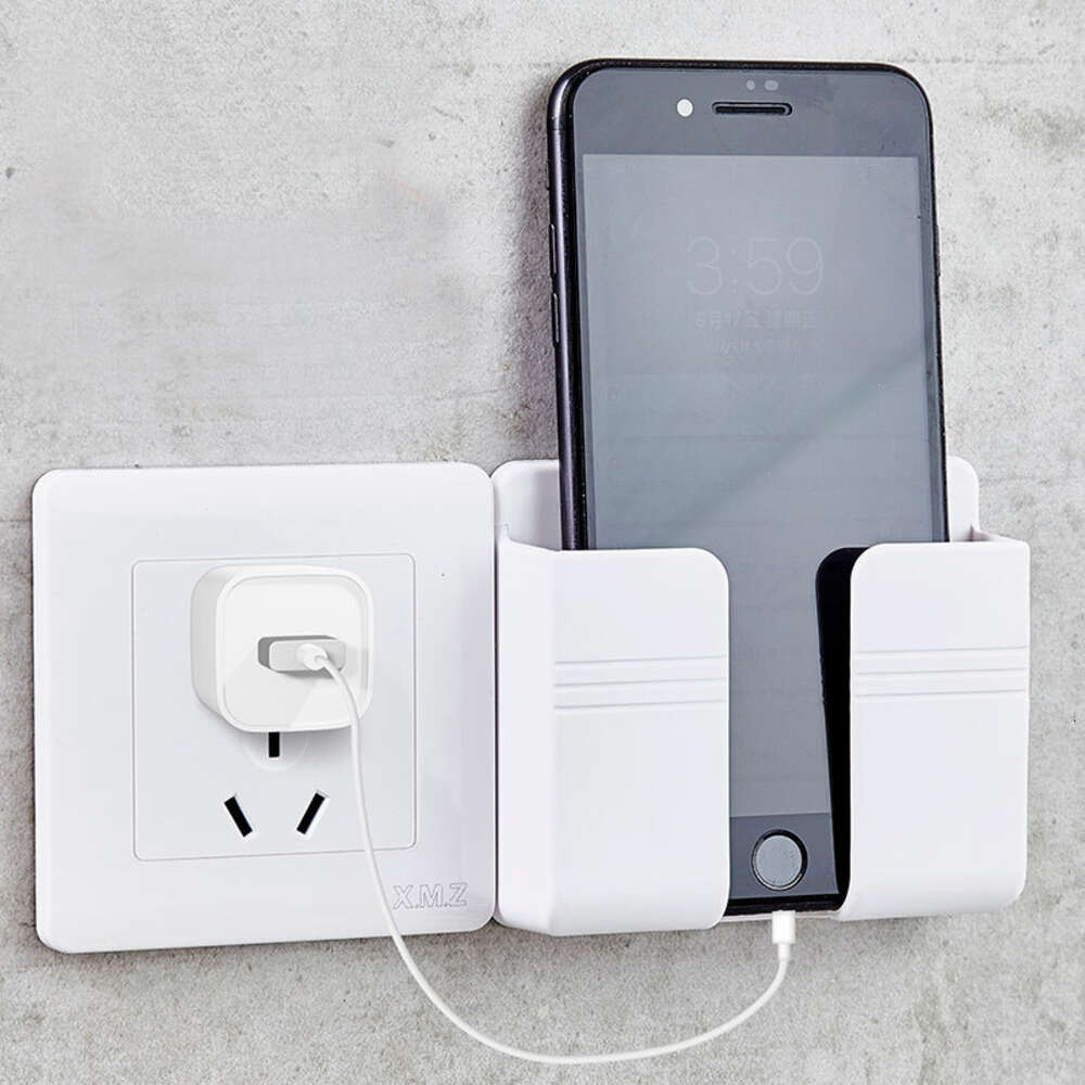 Communications Phone Wall Holder Mobile Charging Stand Hanging Bracket Mounted Organizer Remote Control Storage Case