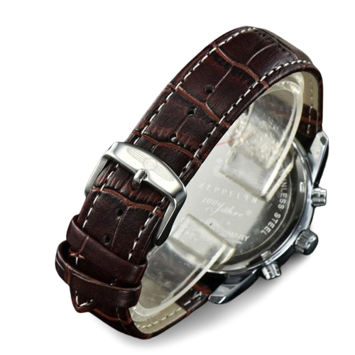 New Zeppelin Watch Fashion Three Eye Multifunction Timecode Casual Leather Business Quartz Men039s Watch Relojes hombre