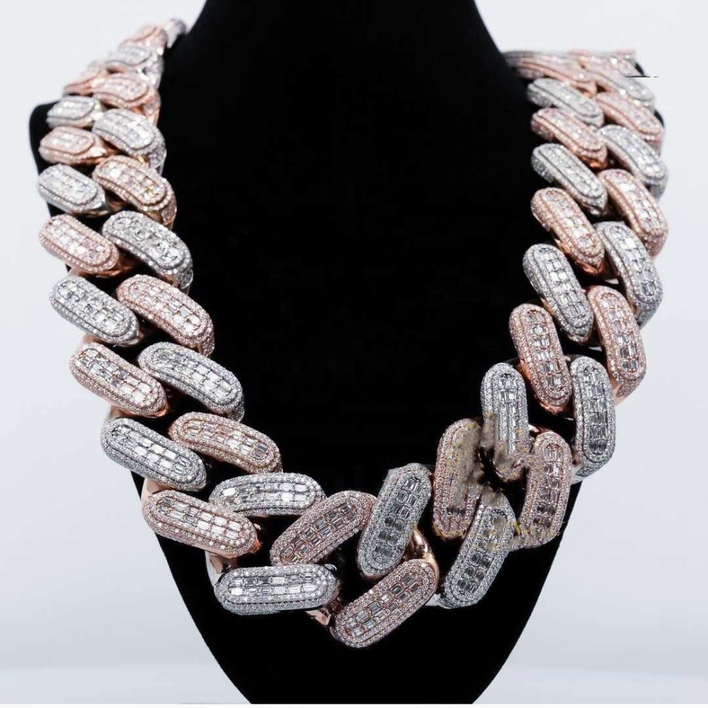 Noble and grand pendant cuban k moissanite chain Necklaces Iced Out Pass Dia Tester Sterg Sier Necklace Vvs Moissanite necklace chains for men