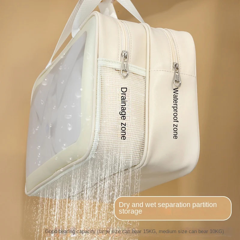 Wet dry separation makeup bag portable toilet bag travel essentials large capacity storage bag fitness and swimming essentials 240228