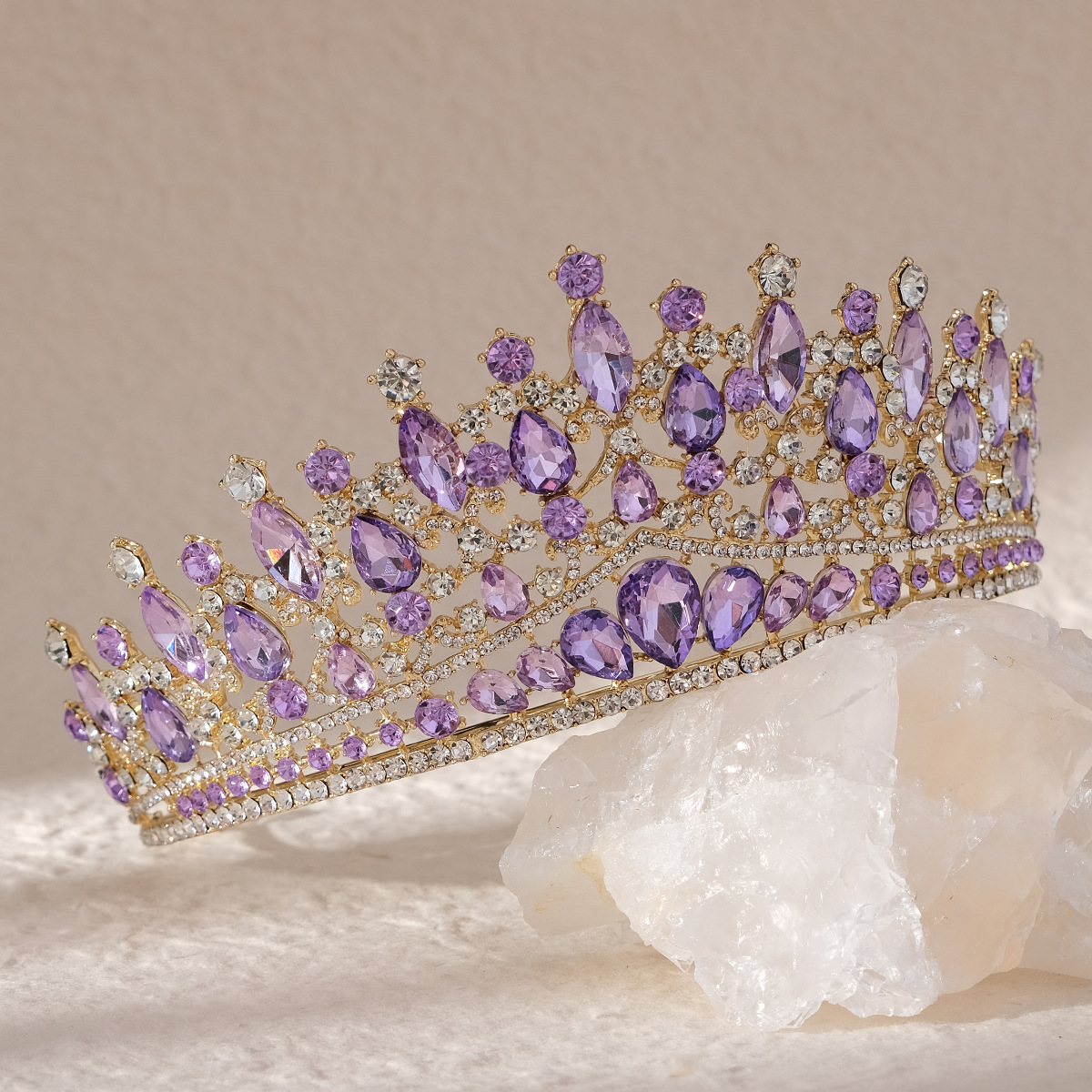 Luxury Diamond Inlaid Ruby Crown Crystals Bridal Crowns Headpieces Sparkle Beaded Tiaras For Women Party Ceremony Wedding Brides Hair Accessories
