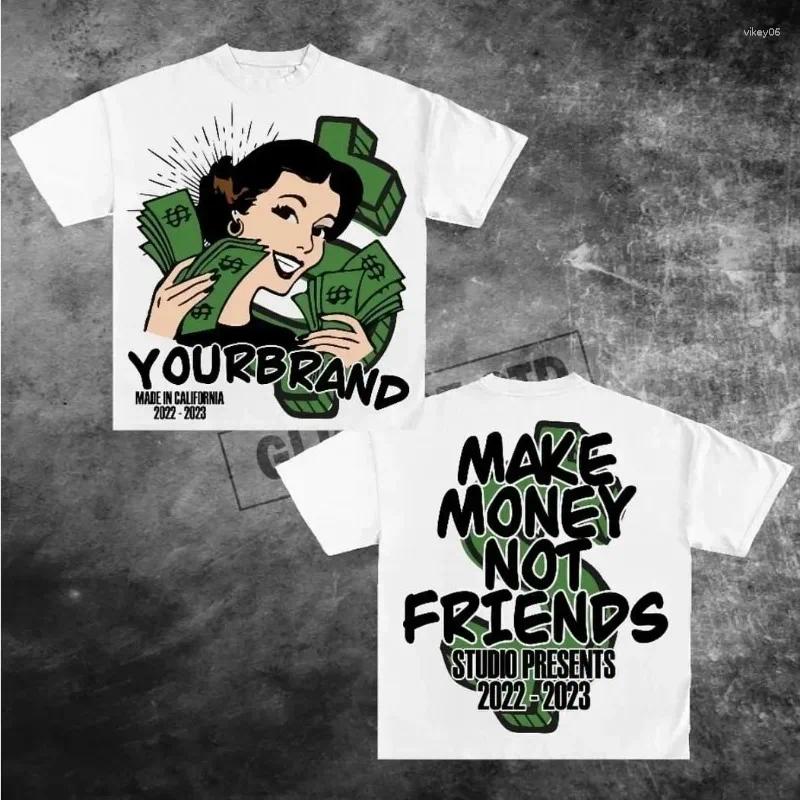 Men's T Shirts American Print Vintage Y2k Tops Oversized T-shirt Couples Goth Women Clothes Harajuku Gothic Graphic Cotton Material