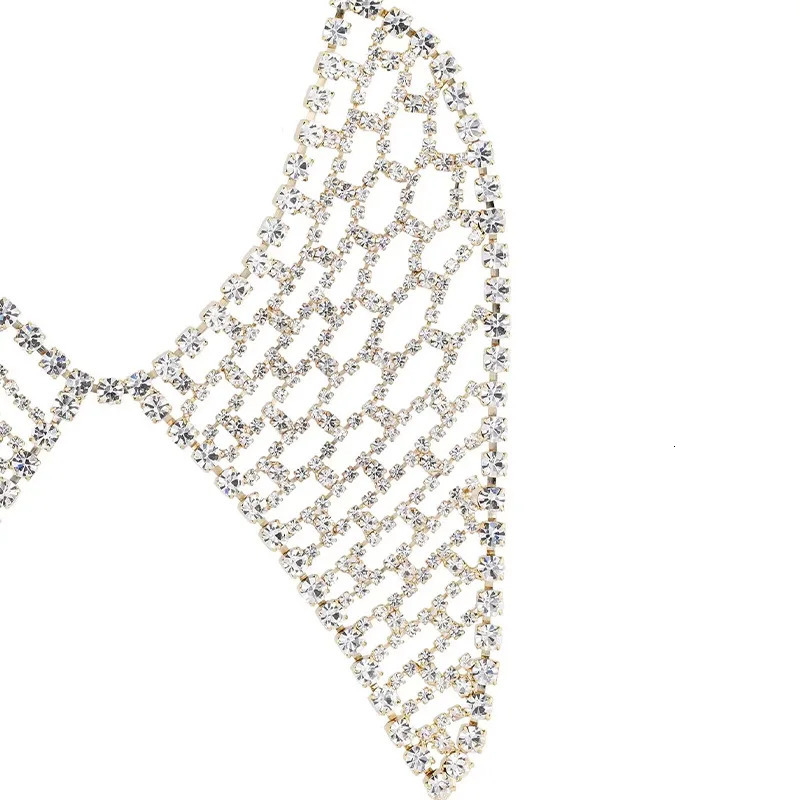 Novelly Rhinestone Hollow Mesh Bow Tie Collar Body Necklace Wedding Jewelry for Women Crystal Geometric Necktie Necklace Collar 240223