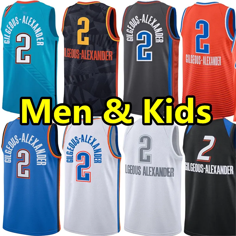 Men Youth Kids SGA Shai Gilgeous Alexande Basketball Jerseys OKC City Jersey Blue white vest