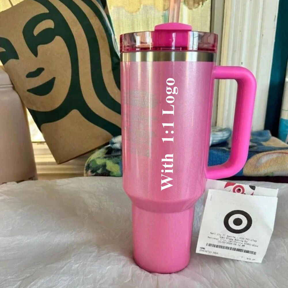DHL Cobrand winter Pink Red Holiday Starbacks H2.0 40OZ Mugs Cosmo Pink Parade Tumblers Car Cups Target Black Chroma Coffee Valentine's Day Gift Sparkle 1:1 Logo 0228