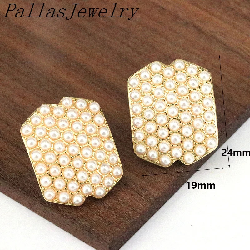 5Pairs Retro 18K Gold Plated Brass Circle Ear Buckle Earrings Jewelry Heart Exquisite Elegant Pearl Inlaid Huggie Hoop Earrings 240227