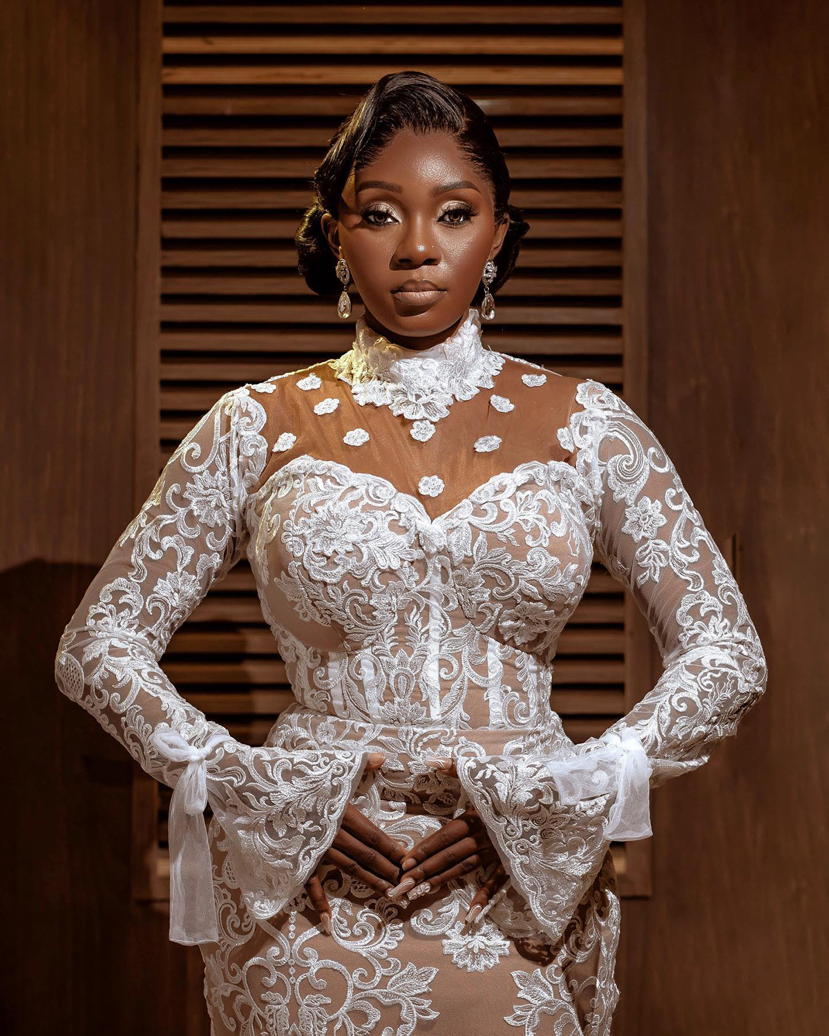 Plus Size Mermaid Wedding Dresses High Neck Long Sleeve Lace Bridal Gowns Vestido De Novia Sexy Illusion Custom Made Bride Dress With Veil