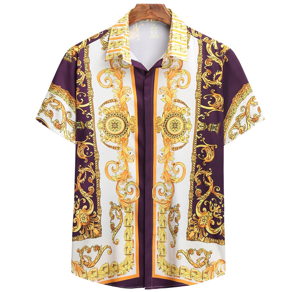 Unisex Breathable Hawaiian Shirts Baroque French Mens 3D Printi High Fashion Street Loose Streetwear 240219