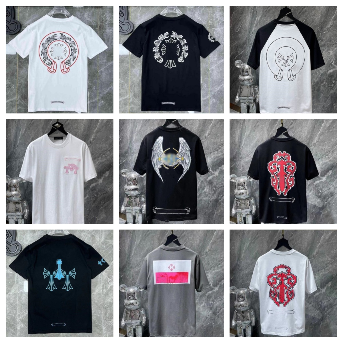 Men's summer chrome print fashion designer men's T shirt cotton casual T-shirt short sleeved shirt hip-hop street wear T-shirt men's clothing