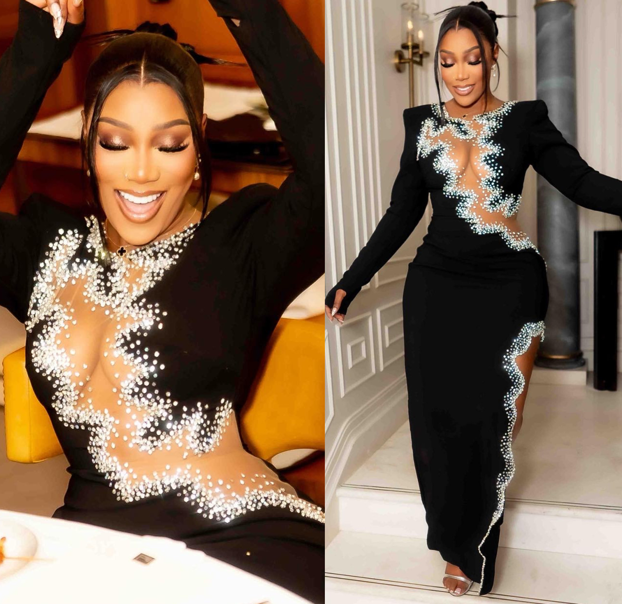 2024 Aso Ebi Niche brand Black Prom Dress Beaded Crystals Evening Formal Party Second Reception 50th Birthday Engagement Gowns Dresses Robe De Soiree 