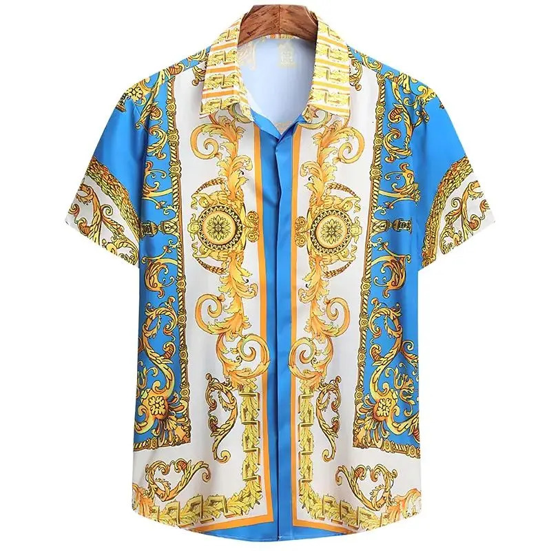 Unisex Breathable Hawaiian Shirts Baroque French Mens 3D Printi High Fashion Street Loose Streetwear 240219