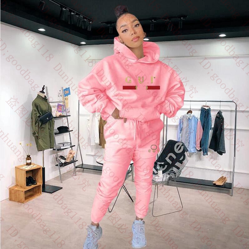 tracksuit women Pink Two Pieces Sets Sweatsuit Spring Autumn Female Hoodies Jackets Pants With Logo print Pullover Sweatshirt Ladies Loose Jumpers Woman Clothes