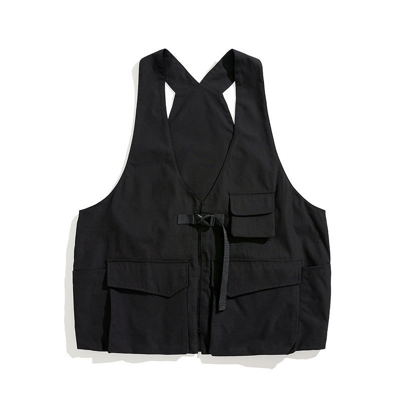 INFLATION Men Streetwear Suit Male Utility Vest Jacket In Soild Color Men Shorter Shorts With Elastic Waist In Khaki Color 201109